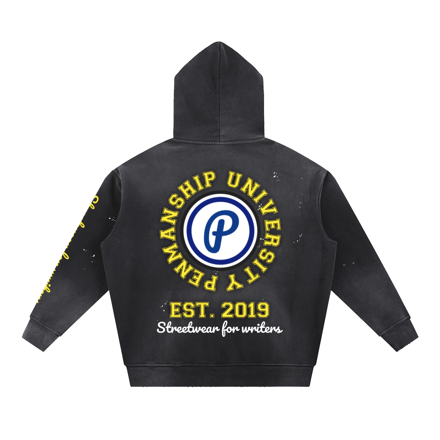 Penmanship Vintage Washed Frayed Fleece Hoodie