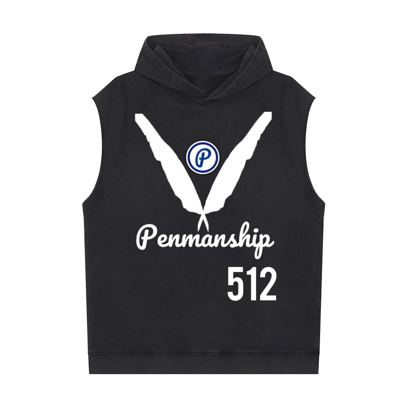 Penmanship Snow Washed Sleeveless Hoodie