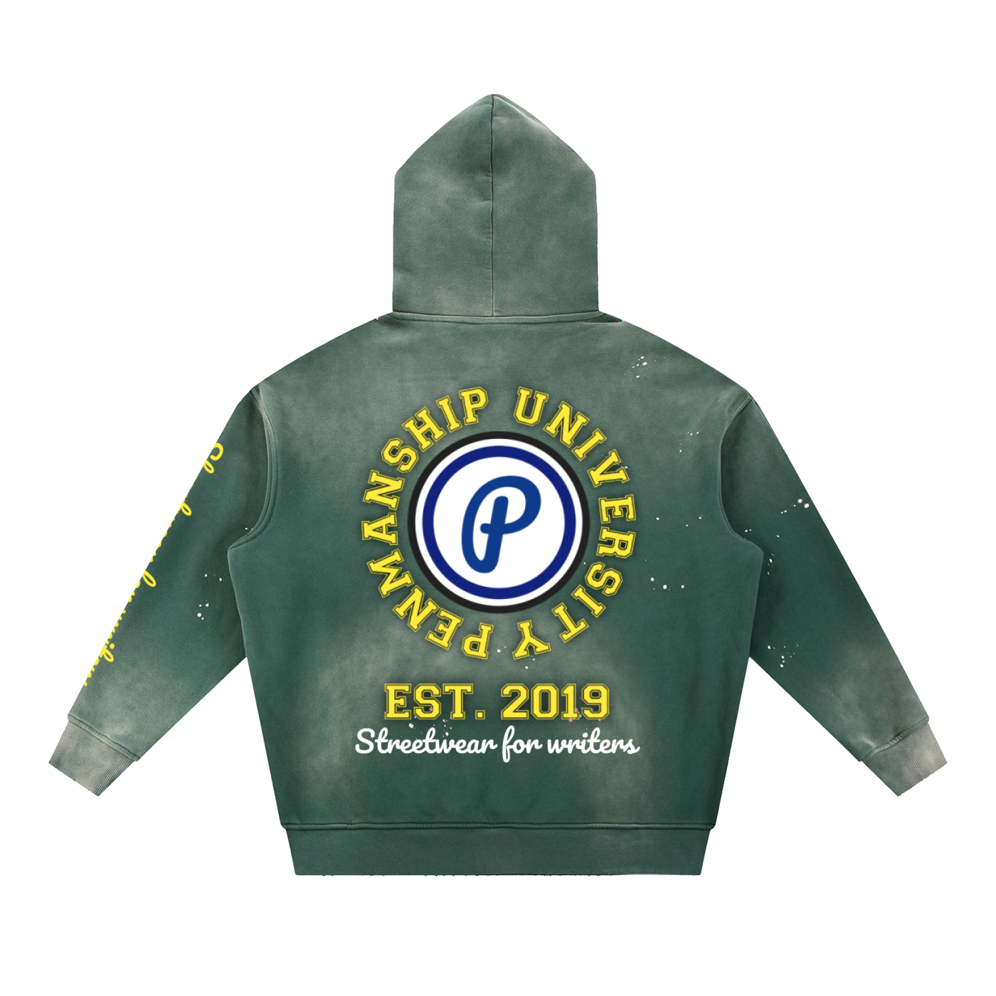 Penmanship Vintage Washed Frayed Fleece Hoodie