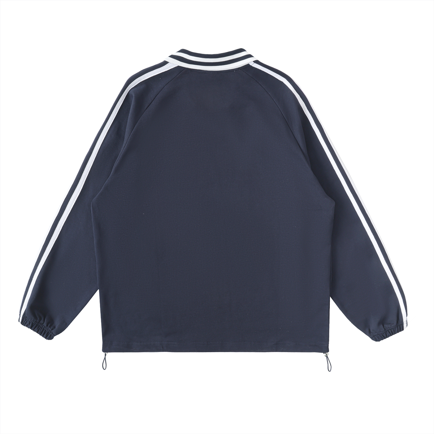 Penmanship Contrast Striped Lapel Collar Sweatshirt