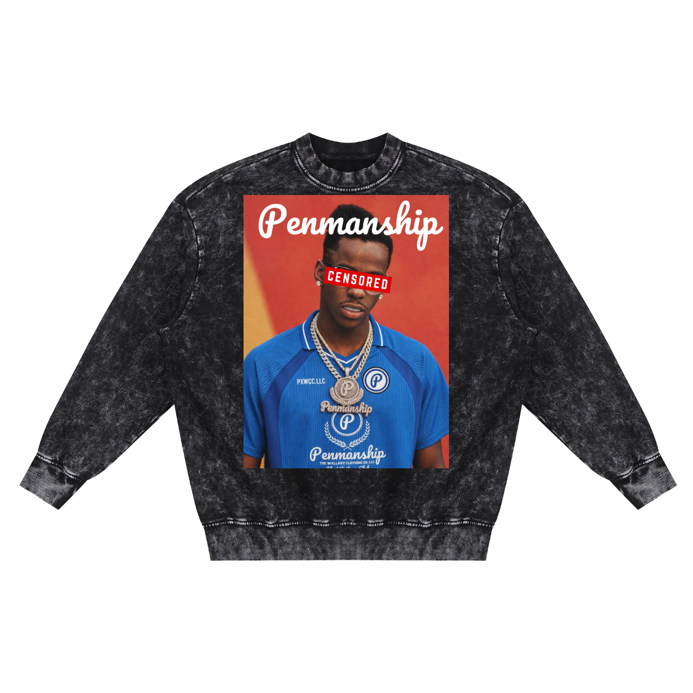 Penmanship "Censored" Washed Hand-Frayed Sweatshirt