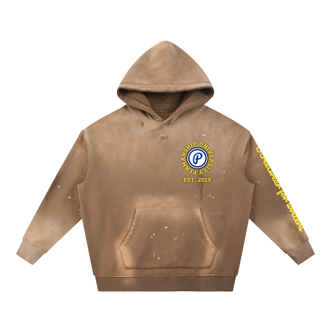 Penmanship Vintage Washed Frayed Fleece Hoodie