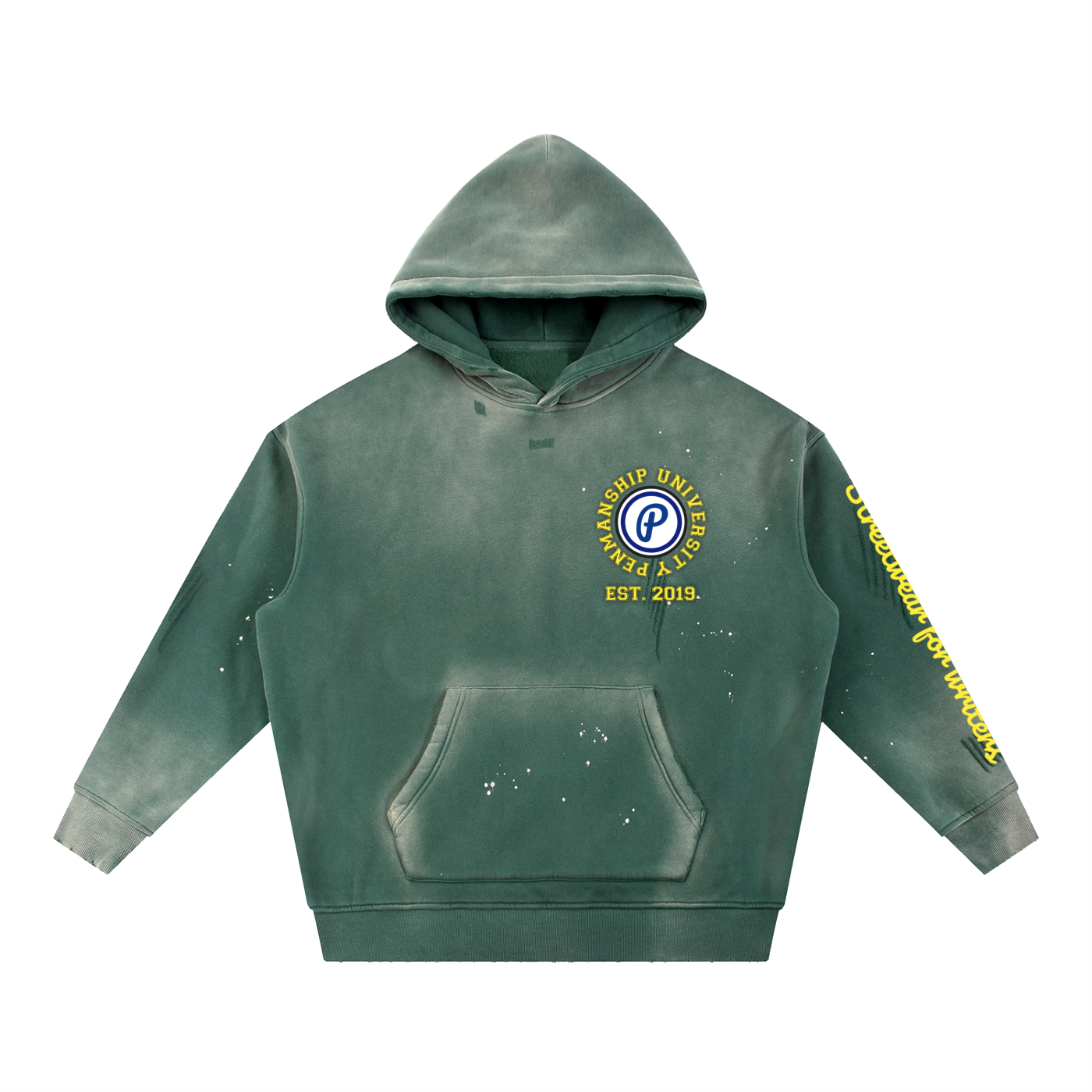 Penmanship Vintage Washed Frayed Fleece Hoodie