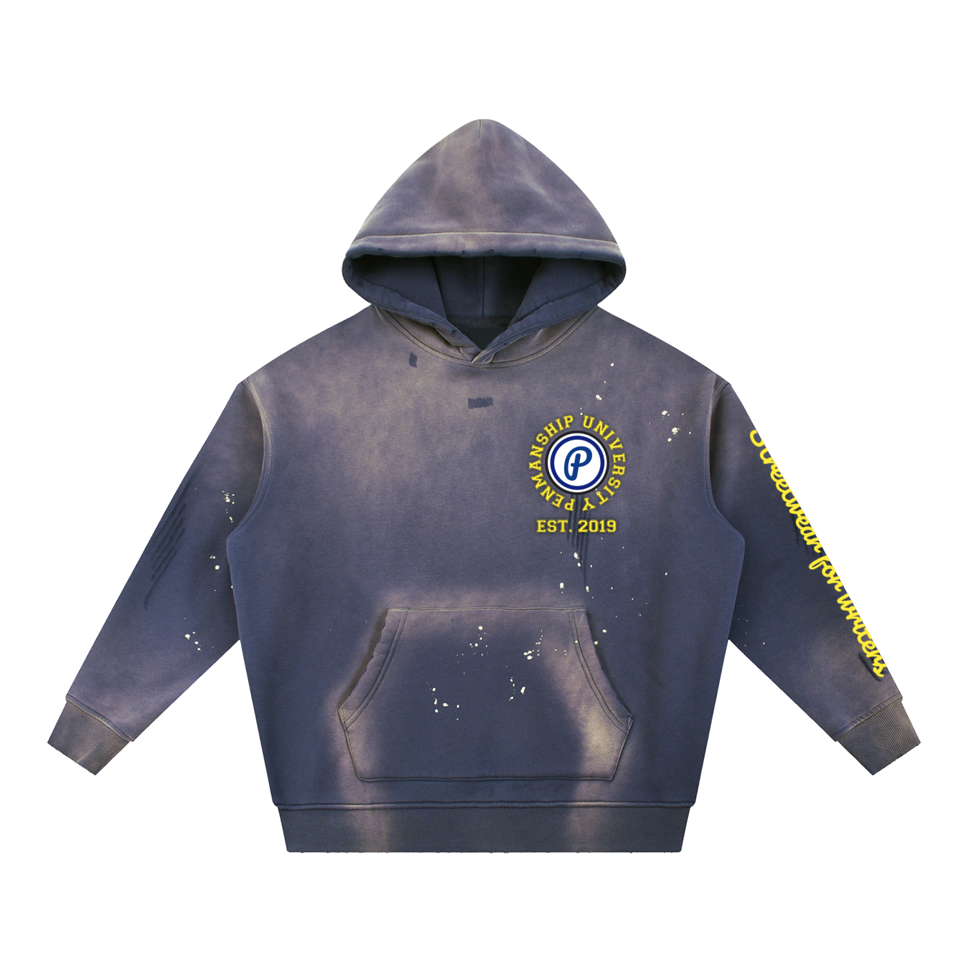 Penmanship Vintage Washed Frayed Fleece Hoodie