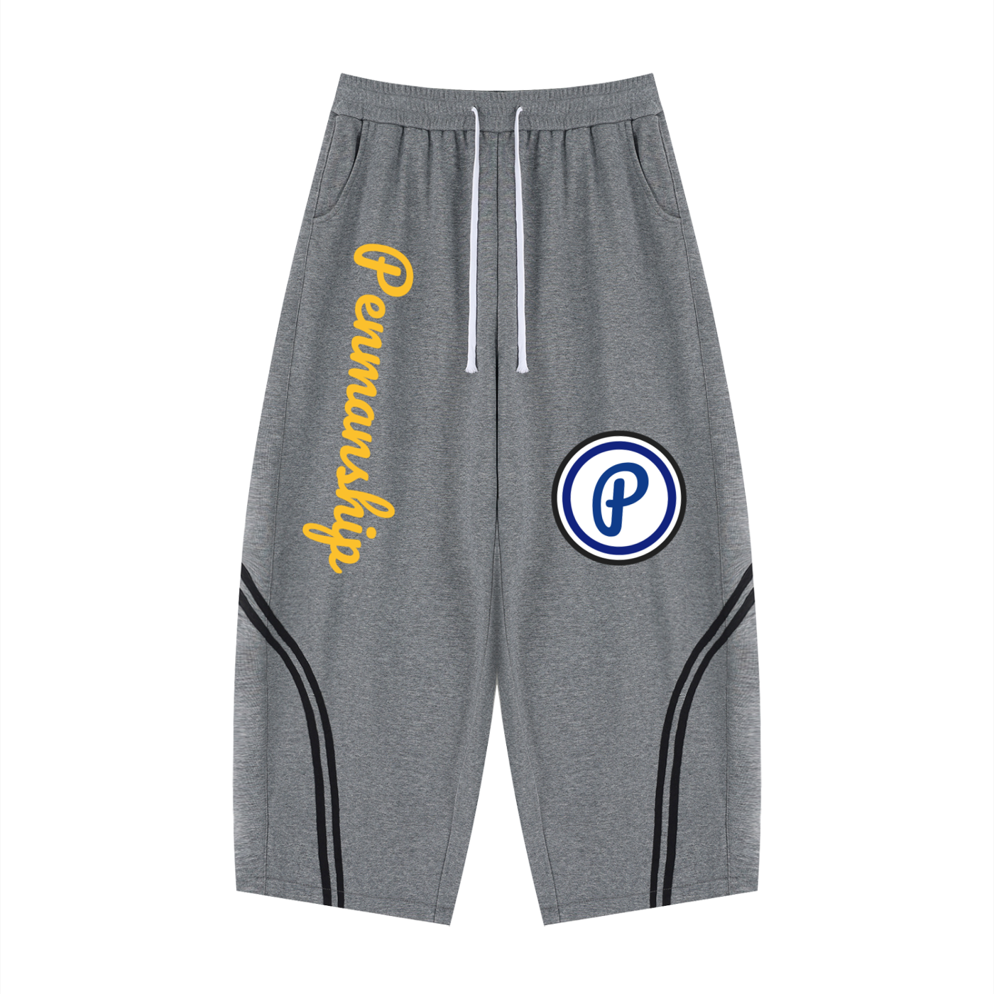 Penmanship Unisex Wide Leg Piping Sweatpants