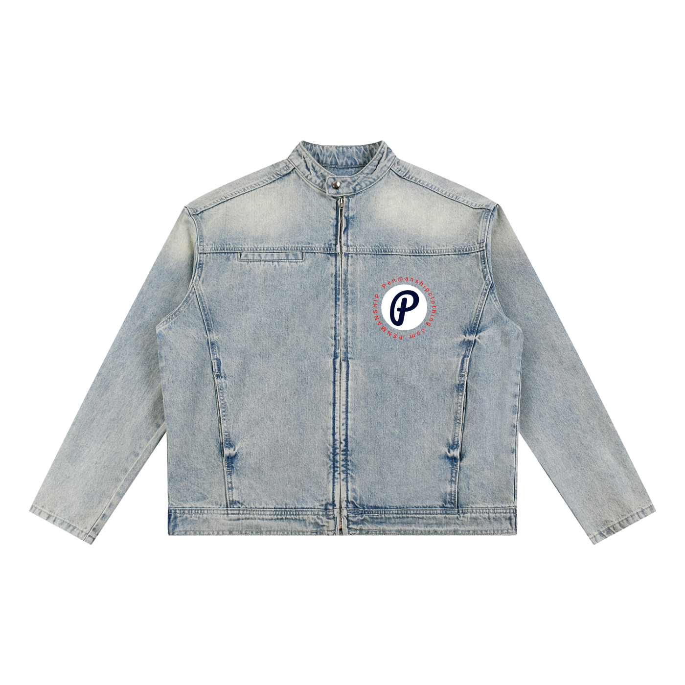 Penmanship Vintage Wash Zip Denim Jacket
