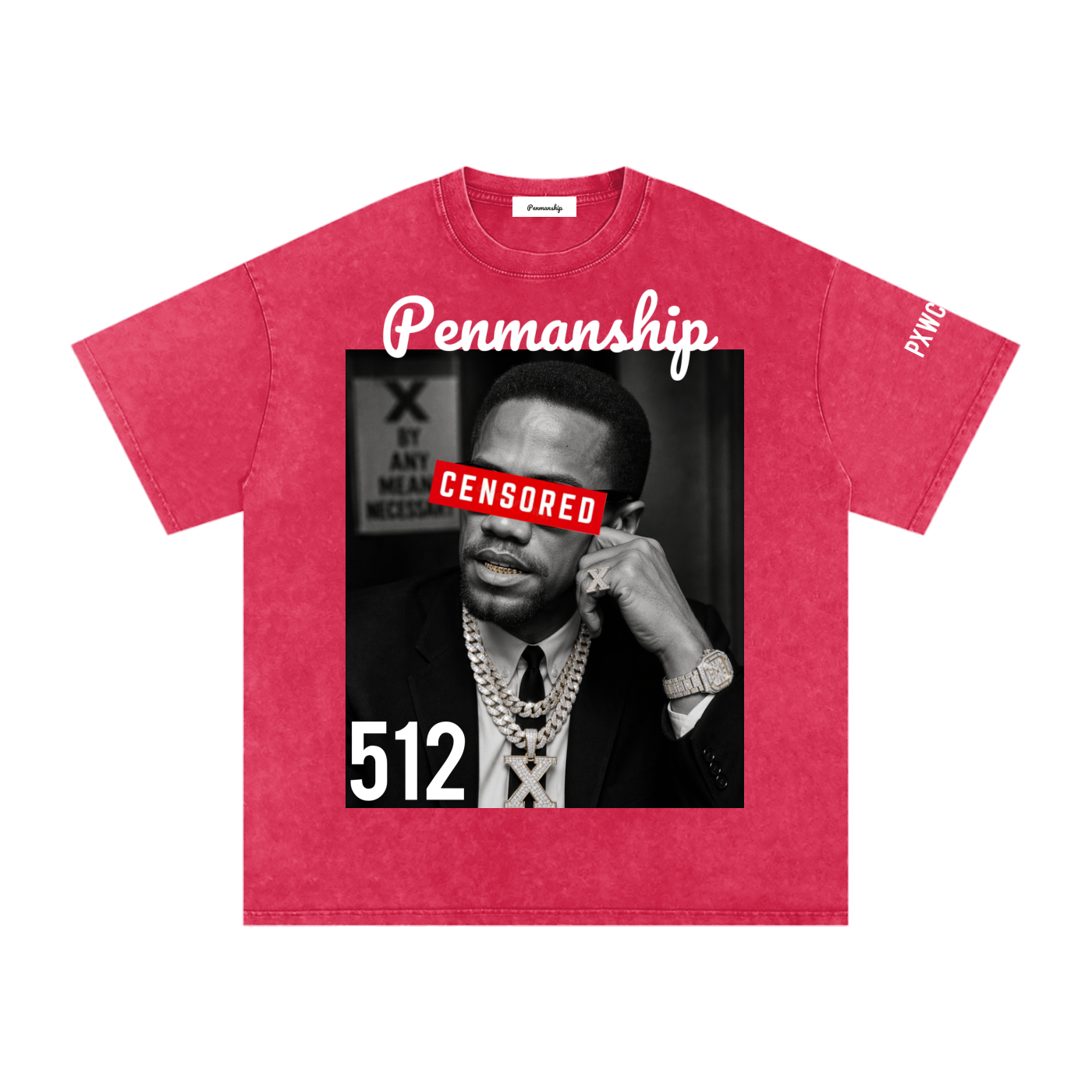Penmanship "Censored" Snow Washed Oversized Cotton T-Shirt