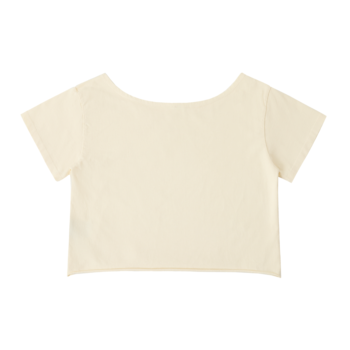 Penmanship Off-Shoulder Rolled Hem Cotton T-Shirt