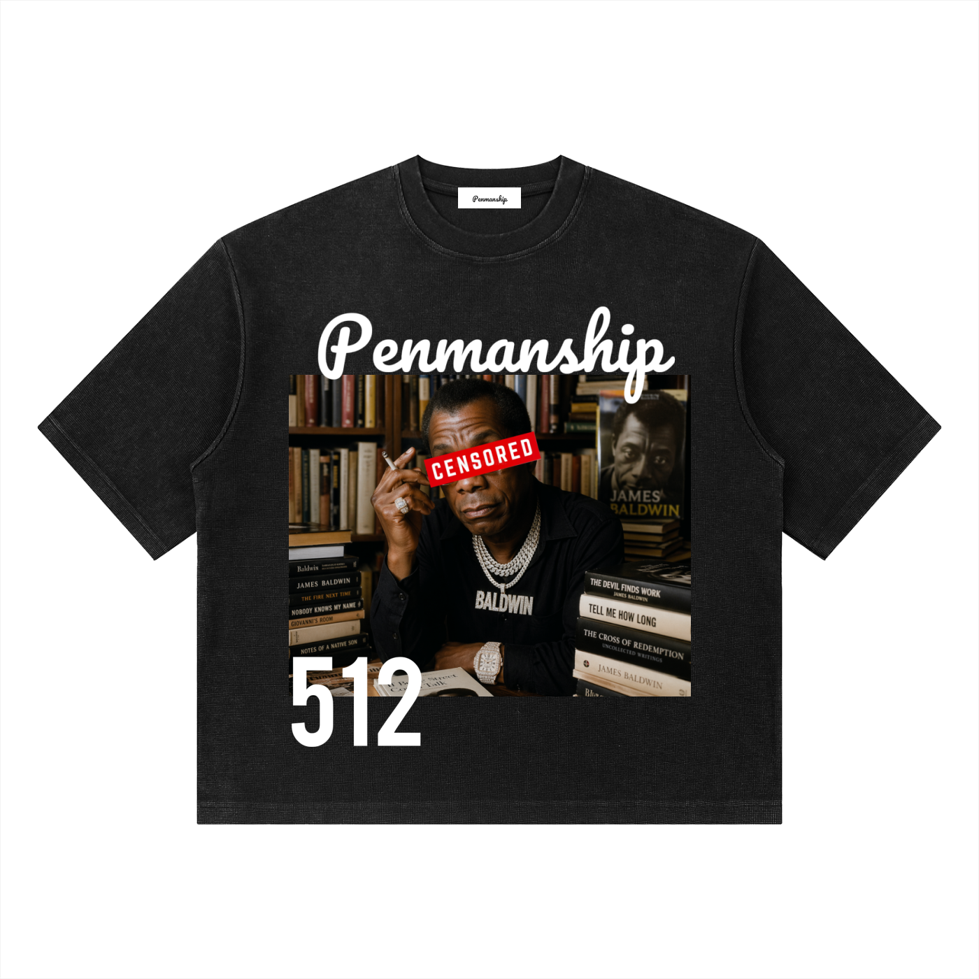 Penmanship "Censored" Unisex Mineral Wash Waffle Boxy T-Shirt