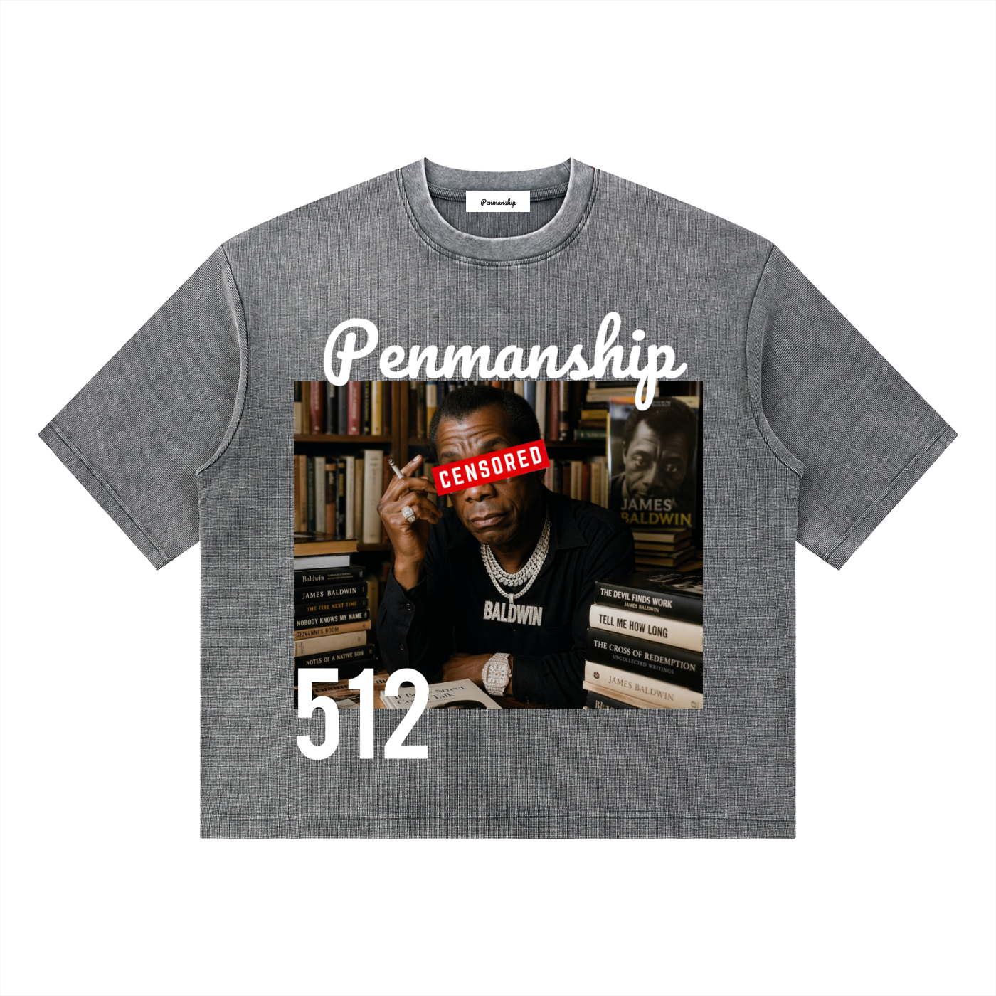 Penmanship "Censored" Unisex Mineral Wash Waffle Boxy T-Shirt
