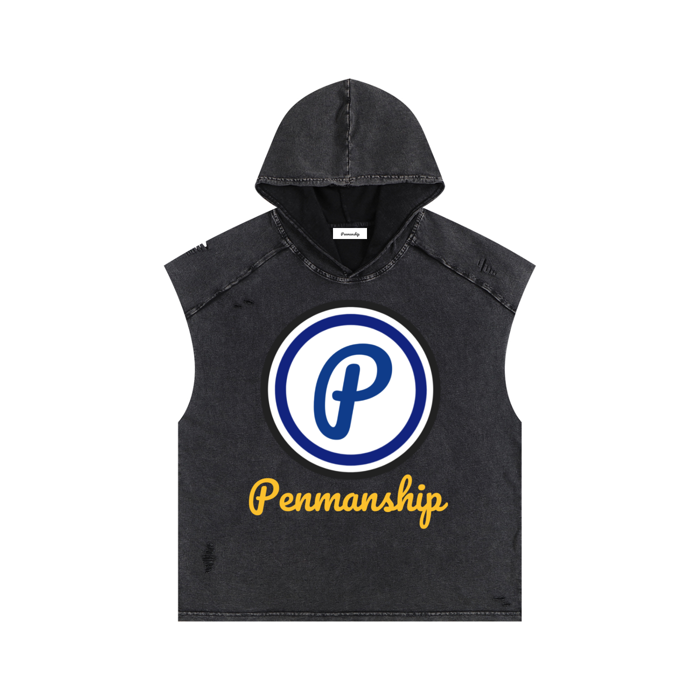 Penmanship Snow Washed Boxy Hooded Tank Top