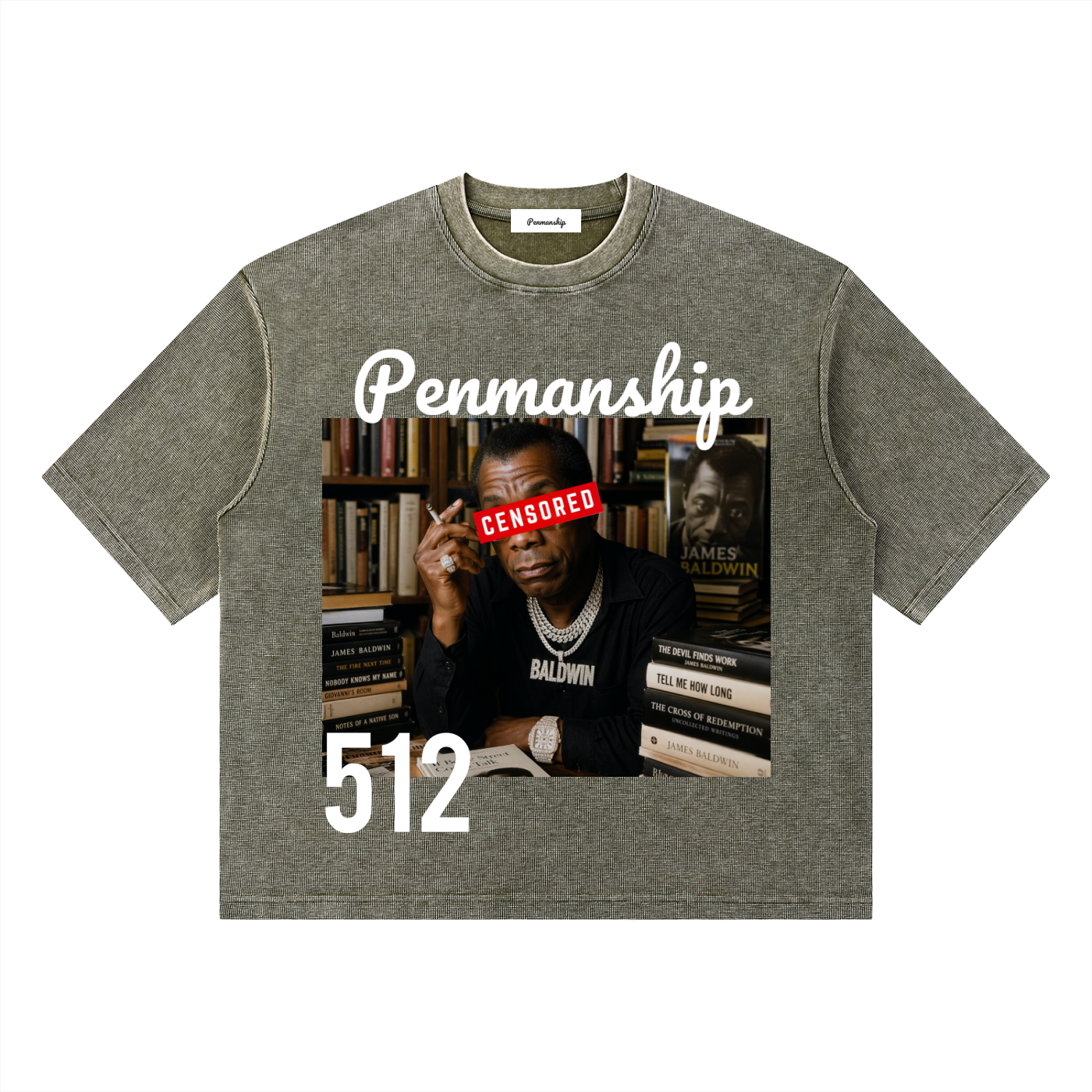 Penmanship "Censored" Unisex Mineral Wash Waffle Boxy T-Shirt