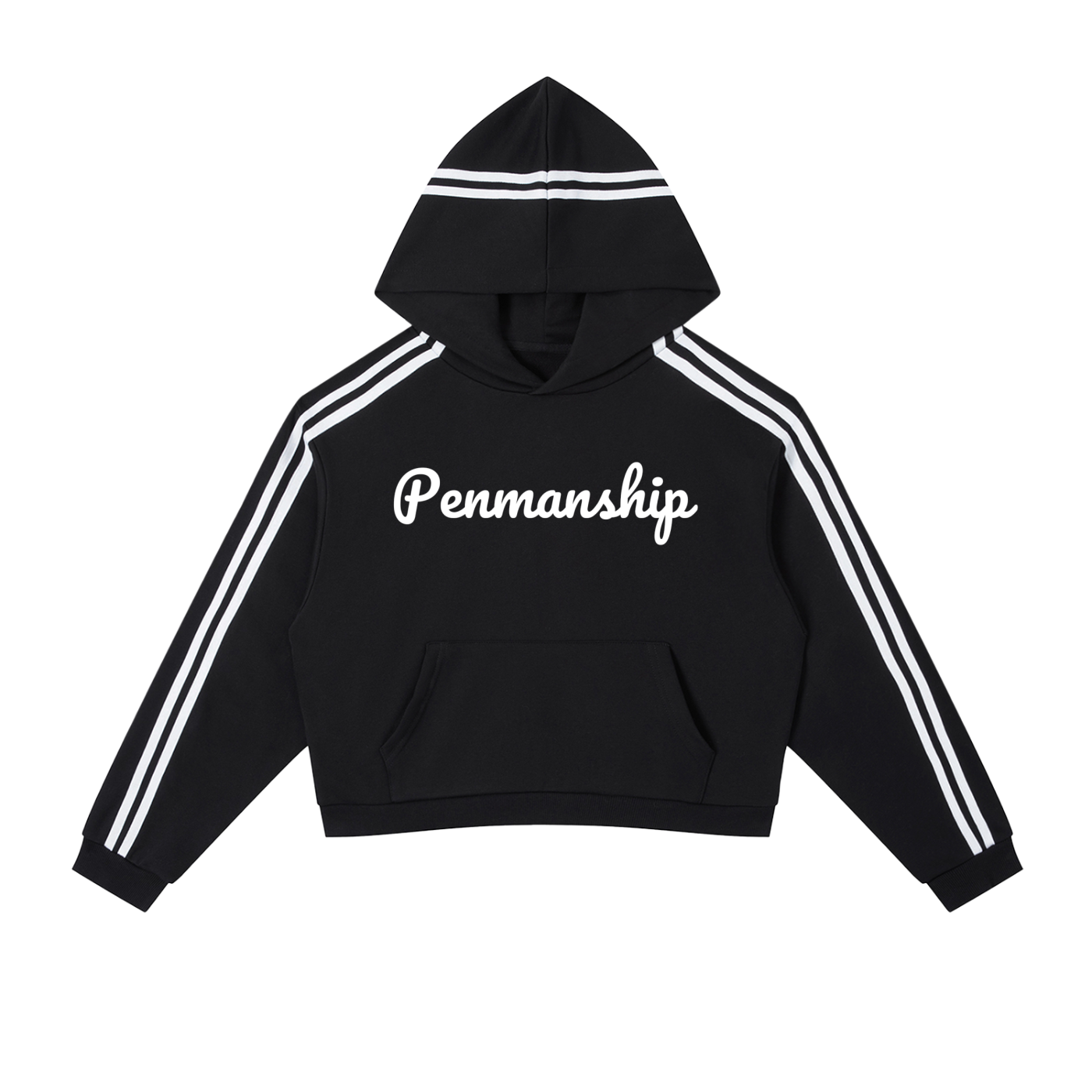 Penmanship Contrast Side Stripe Cropped Hoodie