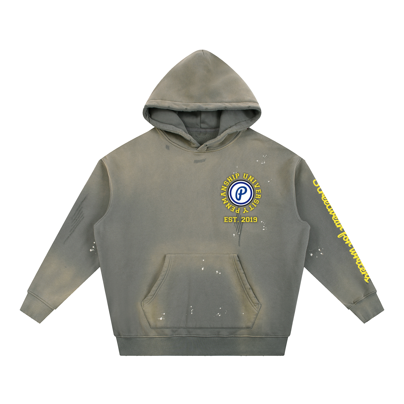 Penmanship Vintage Washed Frayed Fleece Hoodie