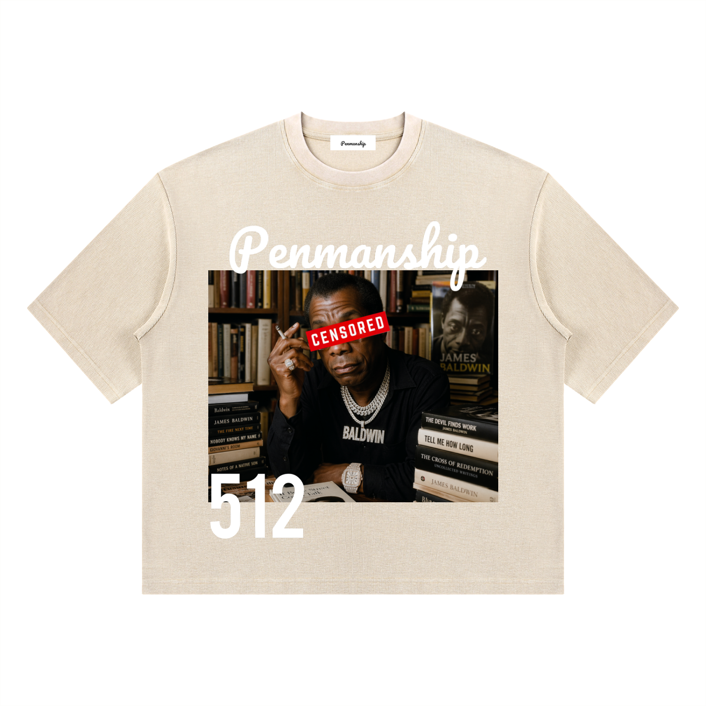Penmanship "Censored" Unisex Mineral Wash Waffle Boxy T-Shirt