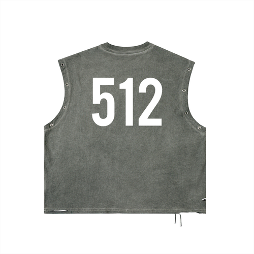 Penmanship "Censored 101" Distressed Grommet Eyelet Tank Top