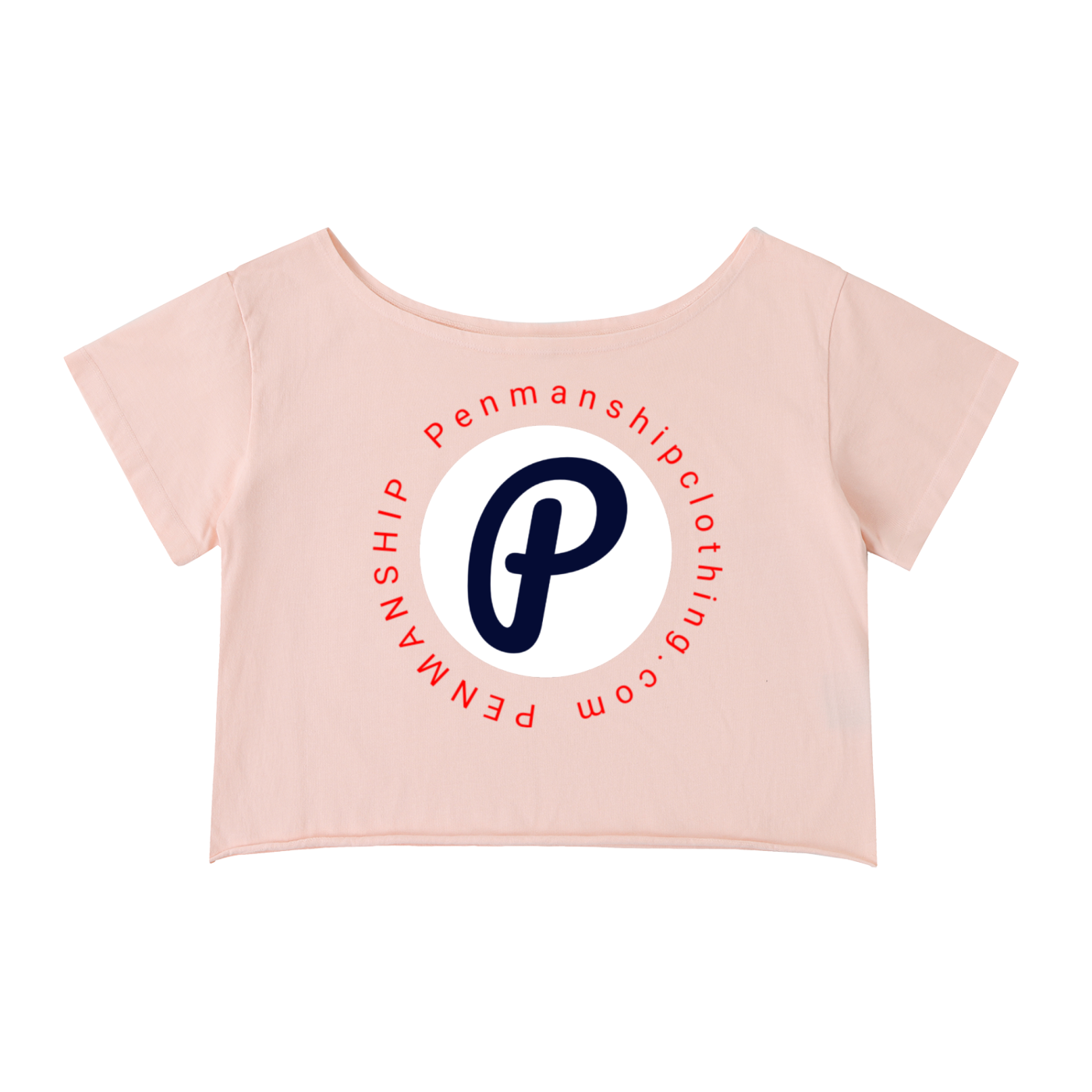 Penmanship Off-Shoulder Rolled Hem Cotton T-Shirt