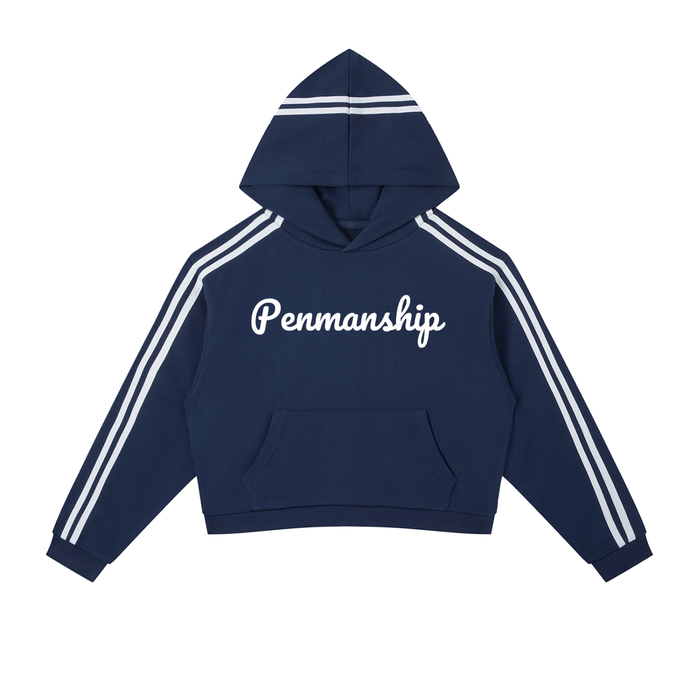 Penmanship Contrast Side Stripe Cropped Hoodie