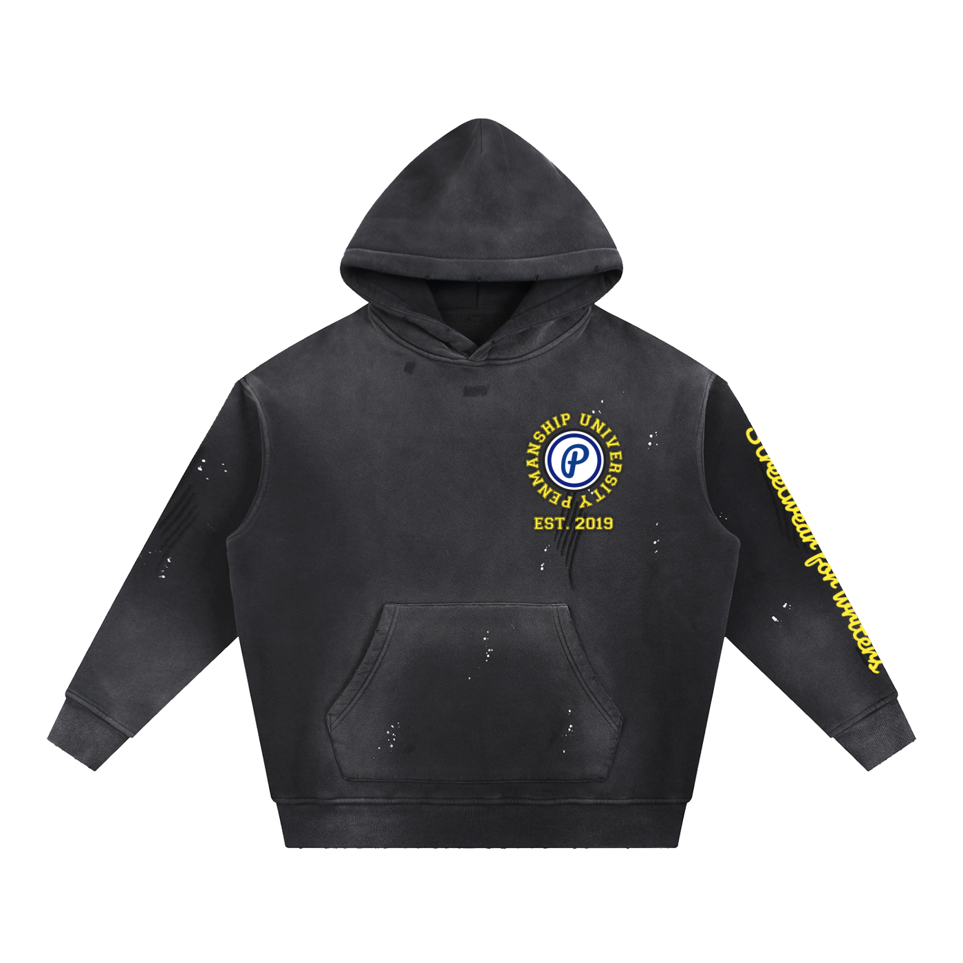 Penmanship Vintage Washed Frayed Fleece Hoodie