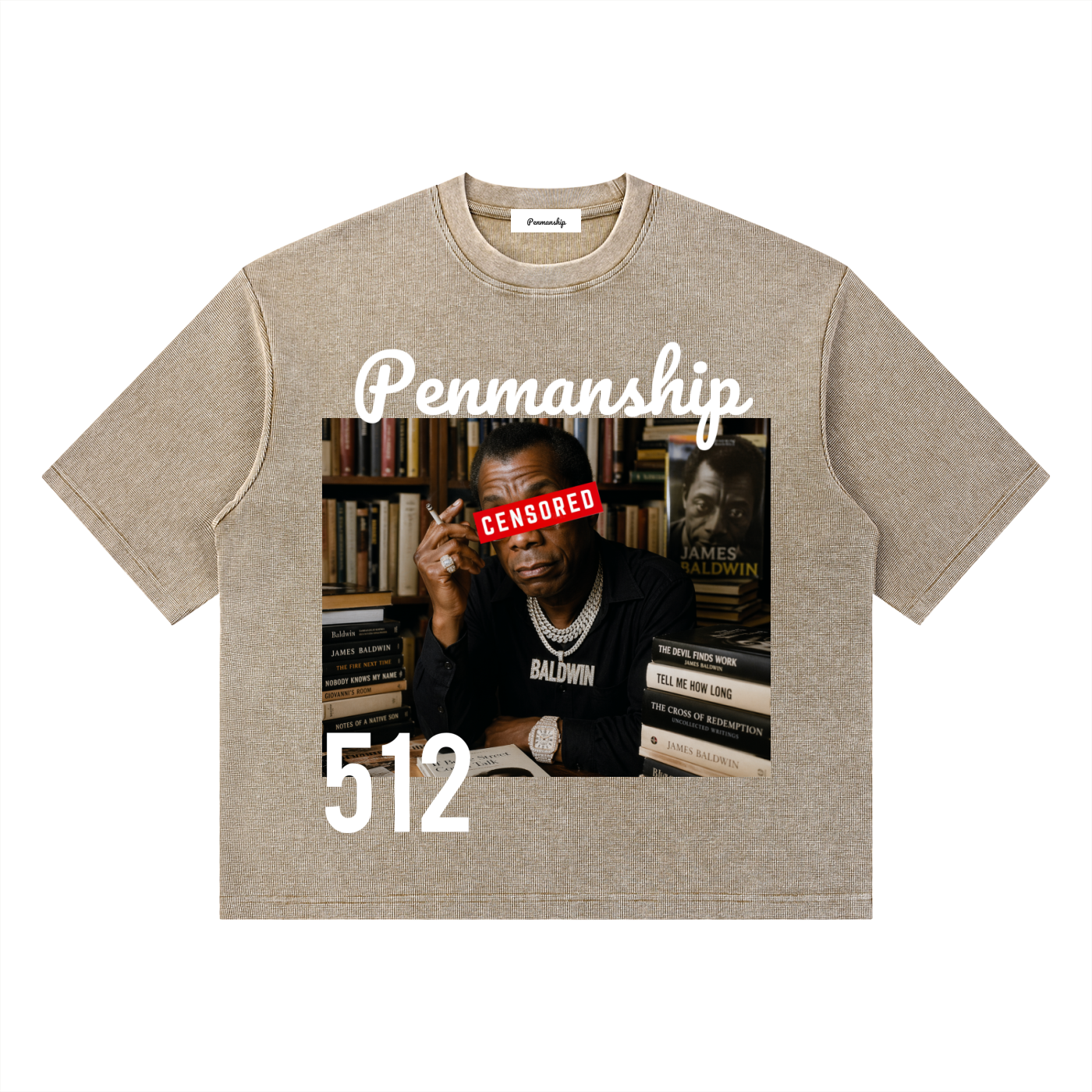 Penmanship "Censored" Unisex Mineral Wash Waffle Boxy T-Shirt